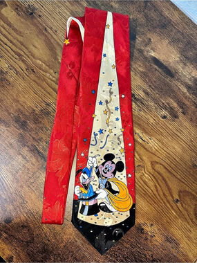 Disney Mickey Mouse Donald Duck Magician Necktie Red 100% Silk Select Novelty Ti